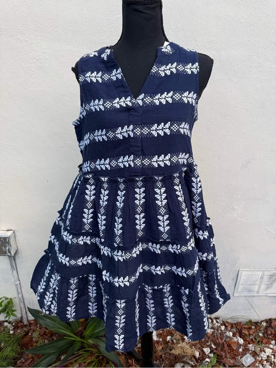 Mud Pie Dresses & Skirts - Mud Pie Navy and White Embroidered Cotton Tunic Dress